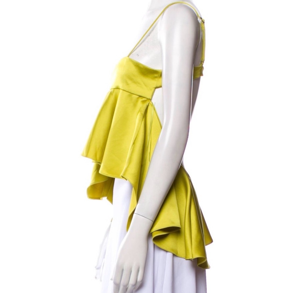 ATTICO Yellow Ruffle Spaghetti Strap Women's Top - Picture 4 of 5